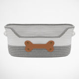 Louie Living Dog Toy Basket - Faux Leather Bone with Studs