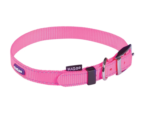 Kazoo Classic Nylon Dog Buckle Collar Pink