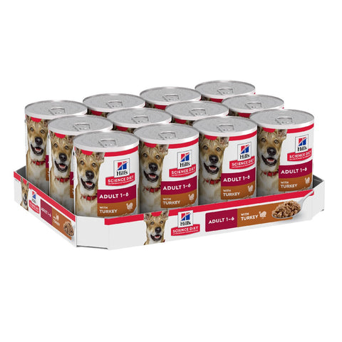 Hills Science Diet Adult with Turkey Canned Wet Dog Food 12x370g