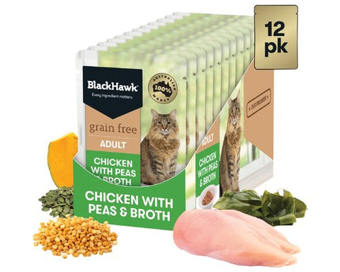 Black Hawk Chicken with Peas & Broth Wet Cat Box 12 x 85g