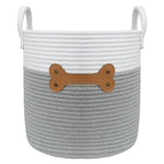 Louie Living Dog Hamper Faux Leather Bone with Studs 30 x 30cm