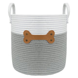Louie Living Dog Hamper Faux Leather Bone with Studs 30 x 30cm