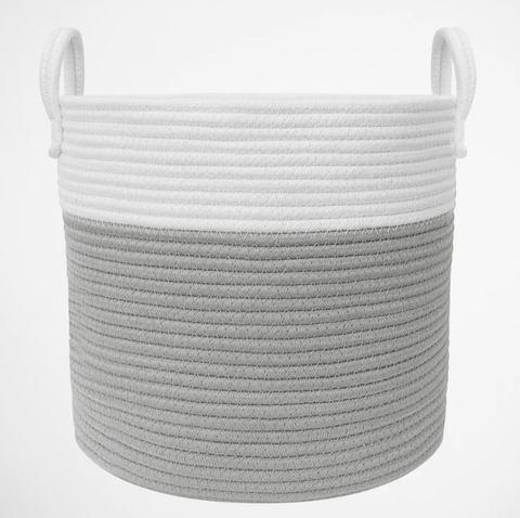 Louie Living Cotton Rope Hamper Grey/White