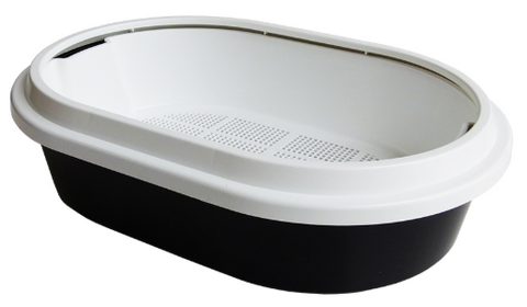 Oval Shaped Cat Litter Tray with Sieve- L60 x W40 x 17cm Black