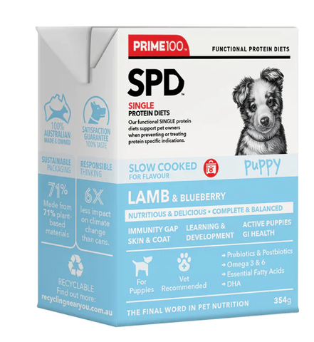 Prime 100 Slow Cooked Lamb & Blueberry Puppy 354g