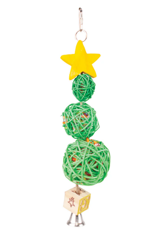 Kazoo Xmas Wicker Ball Bird Tree Medium