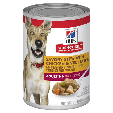 Hills Science Diet Adult Savory Stew Chicken & Vegetables Can Wet Dog Food 363g