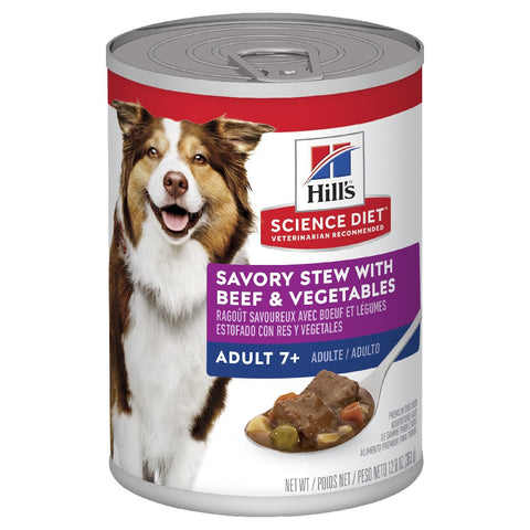 Hills Science Diet Adult 7+ Savory Stew Beef & Vegetables Can Wet Dog Food 363g