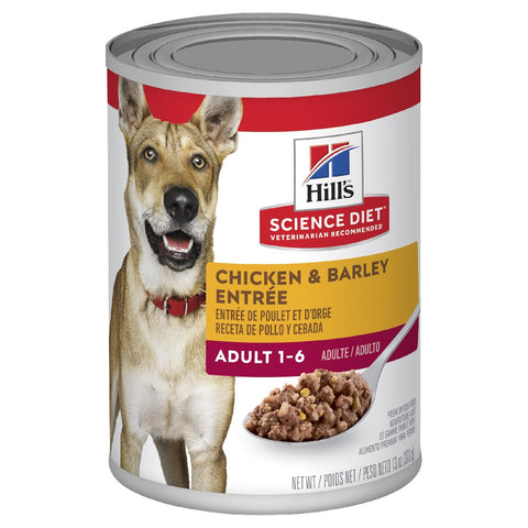 Hills Science Diet Adult Chicken & Barley Entree Can Wet Dog Food 12 x 370g