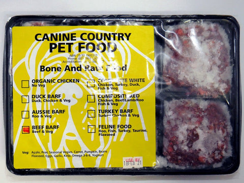 Canine Country Beef Barf Tray 1kg