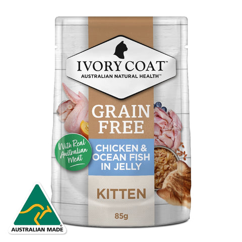 Ivory Coat Chicken & Ocean Fish in Jelly Wet Kitten Food 12 x 85g