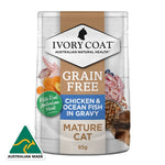 Ivory Coat Mature Chicken & Ocean Fish in Gravy Wet Cat Food 12 x 85g