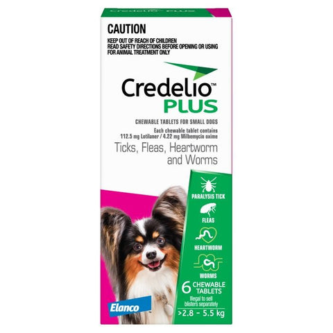 Credelio Plus Pink Tick, Fleas, Heartworm & Worms Dog Treatment 2.8-5.5kg 6 pack