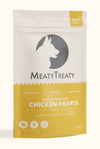 Meaty Treaty Premium Freeze Dried Chicken Hearts 100g