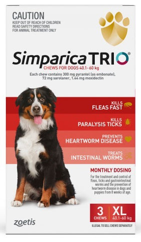Simparica Trio 40.1-60Kg (Red) 3 Pack