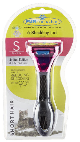Furminator De-Shedding Brush Small Cat - Short Hair Metallic Pink or Purple