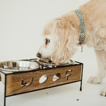Wooden Woof Cut Dog Diner Dog Bowl Stand