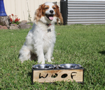 Wooden Woof Cut Dog Diner Dog Bowl Stand