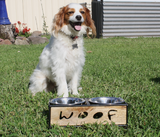 Wooden Woof Cut Dog Diner Dog Bowl Stand