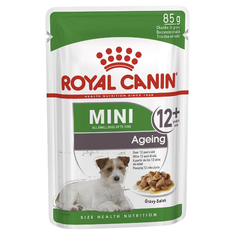 Royal Canin Mini Adult Ageing 12+ Wet Dog Pouch Box 12 x 85g