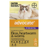 Bayer Advocate Flea, Heartworm & Worms Over 4kg Cat 6 Pack