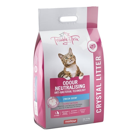 Trouble & Trix Crystal Cat Litter Anti-Bacterial - Odour Neutralising 15L / 6.4kg