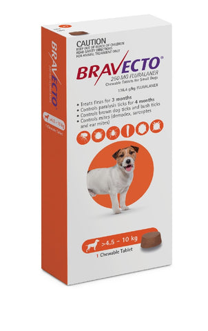 Bravecto Dog Flea & Tick Single Chew 4.5-10kg Orange