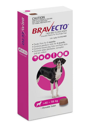 Bravecto Dog Flea & Tick Single Chew 40-56kg Purple