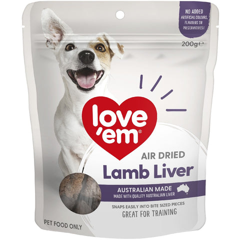 Love em Air Dried Lamb Liver Dog Treats 200g