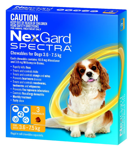 Nexgard Spectra For Dogs 3.6-7.5kg Yellow