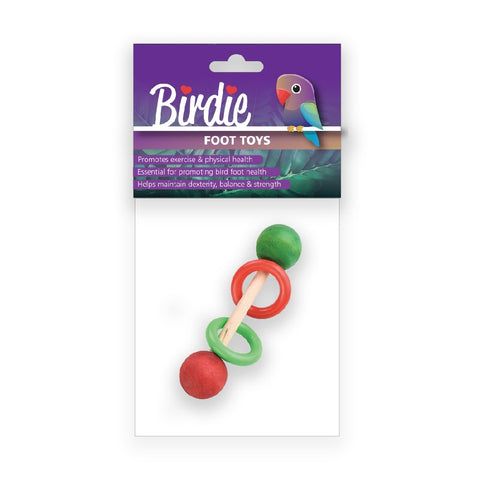 Birdie Barbell Foot Toy with Acrylic Rings 16 x 3.5cm