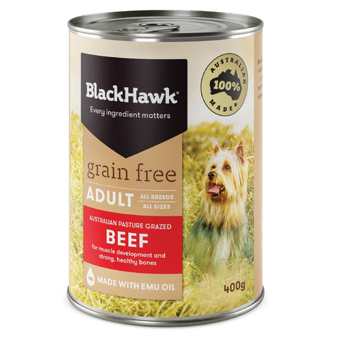 Black Hawk Adult Grain Free Beef Canned Wet Dog Food 400g