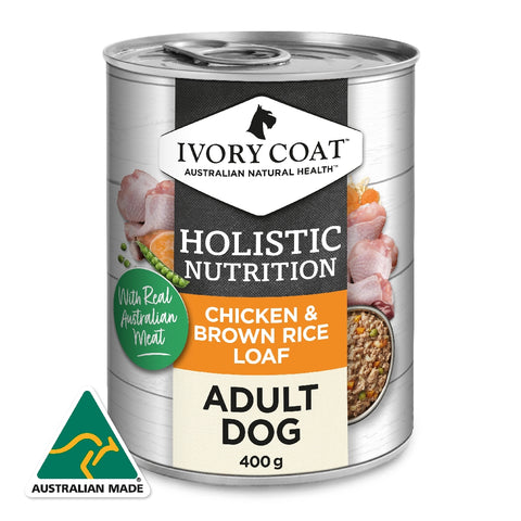 Ivory Coat Chicken & Brown Rice Loaf Wet Dog Food Can 400g