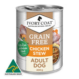 Ivory Coat Chicken Stew with Coconut Oil Wet Dog Food Can Tray 12 x 400g
