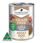 Ivory Coat Lamb & Sardine Stew Adult Wet Dog Food Can Tray 12 x 400g